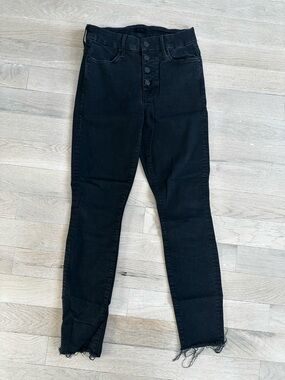 MOTHER Black High-Rise Skinny Jeans with Button-Fly